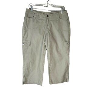 Lee Womens Cropped Capri Cargo Pants Tan Beige Pockets Size 9M New